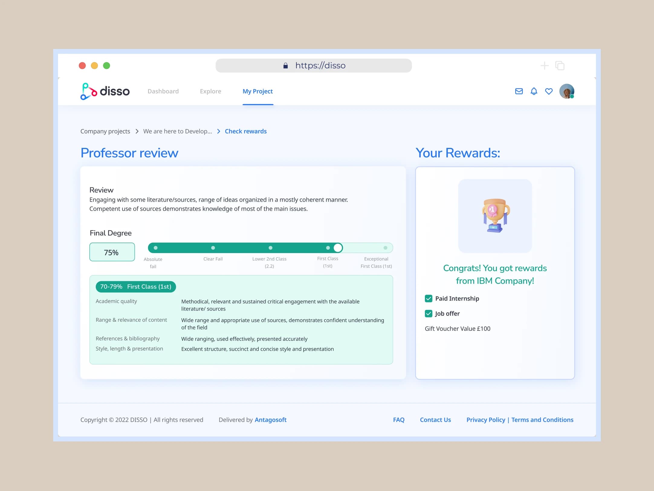 Professor Review interface