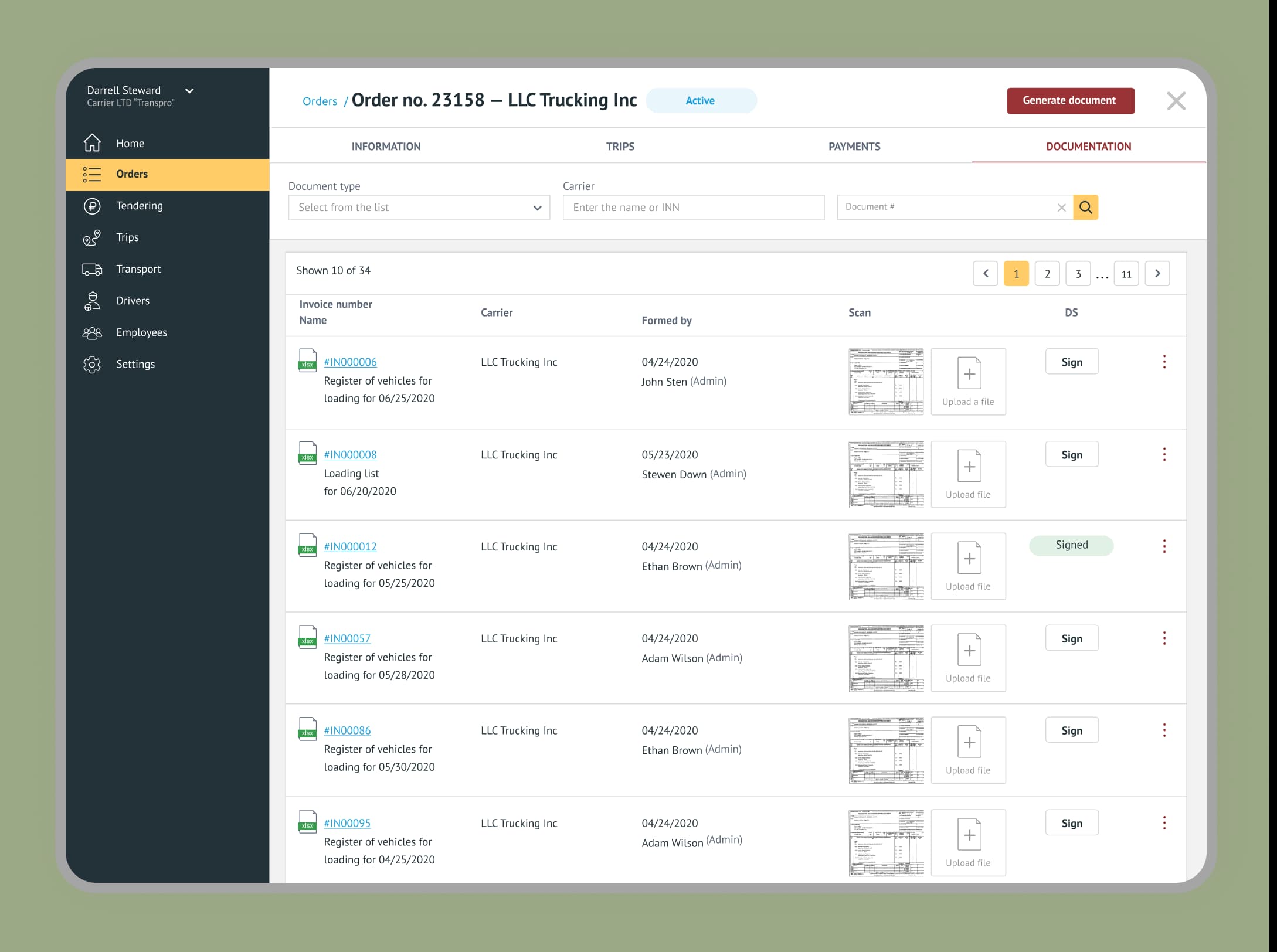 Electronic Documents interface