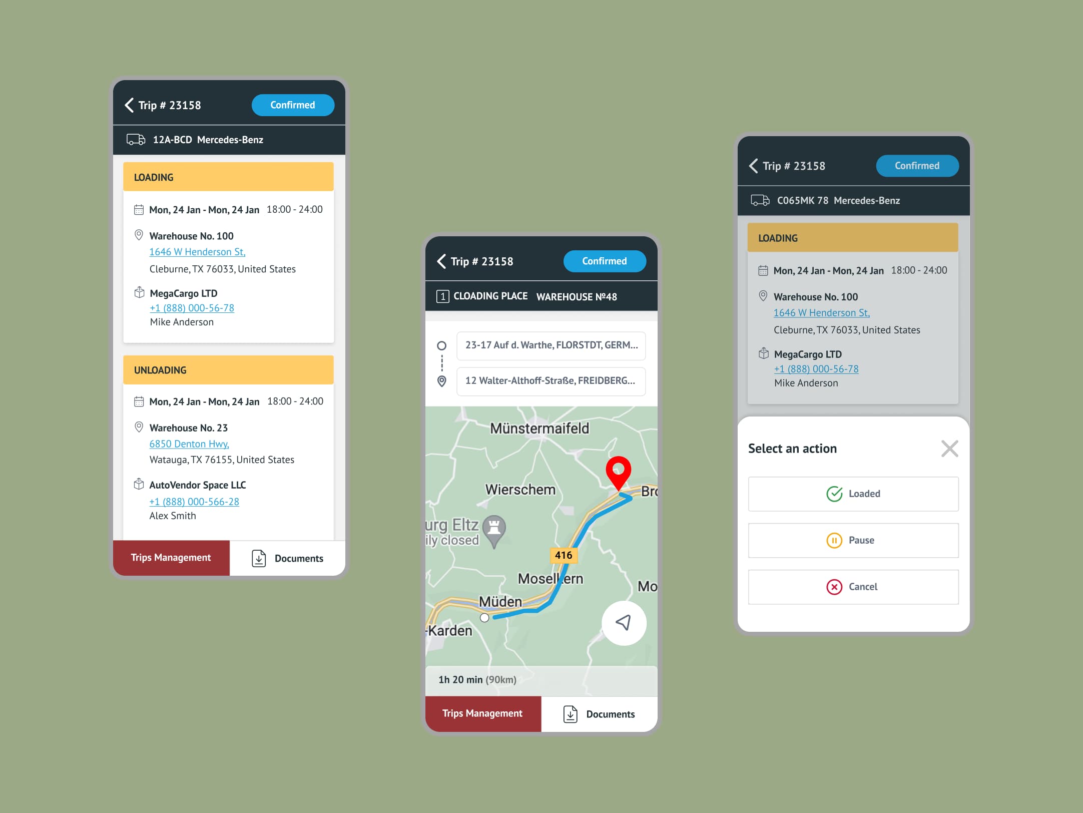 Driver App interface